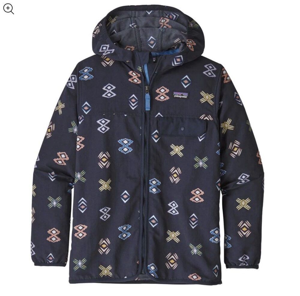 Patagonia Kids XL Baggies Jacket Space Spirits New Navy Hooded Windbreaker 64232